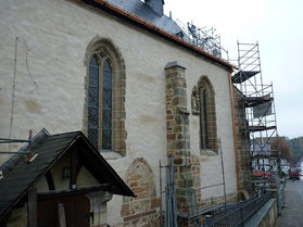 Abbau des Gerüstes an der Südseite (Foto: Karl-Franz Thiede)